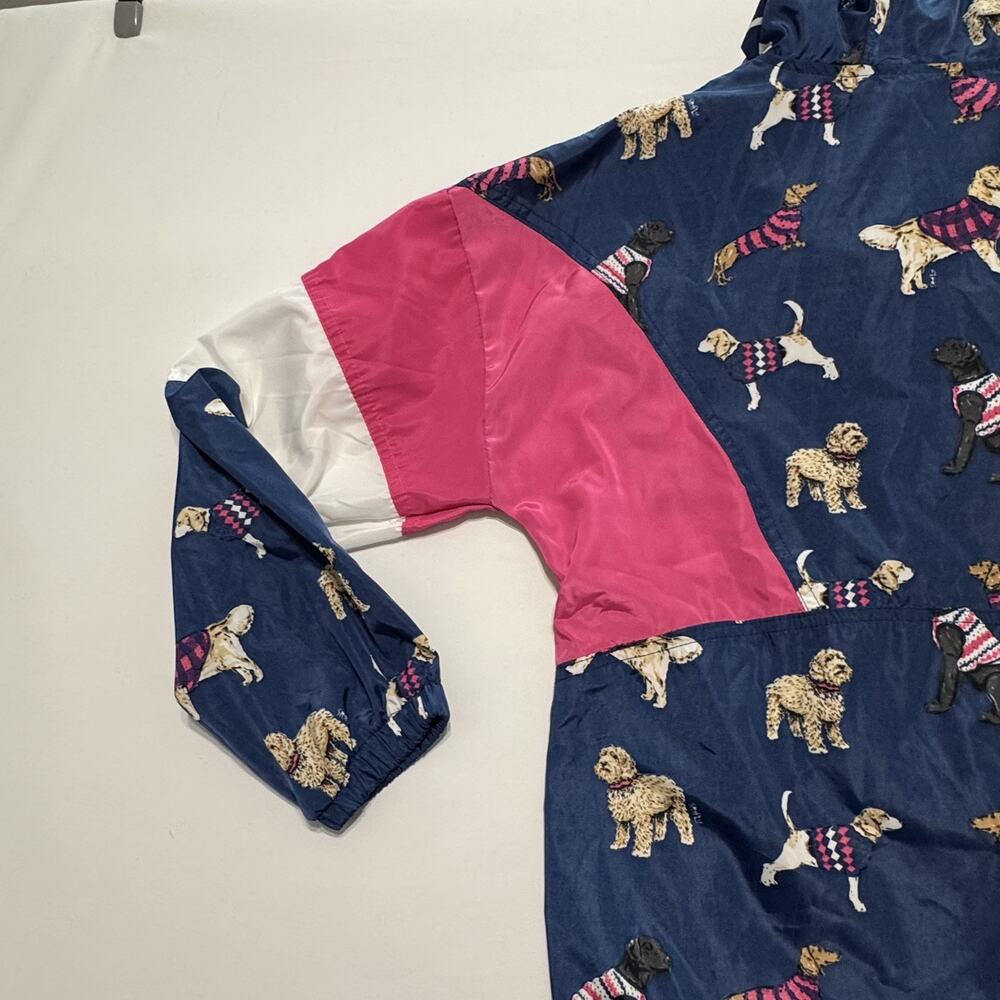 Simply Southern Women's Large Blue Dog Print Anorak Jacket Hood Zip Snap Pockets - Picture 7 of 16